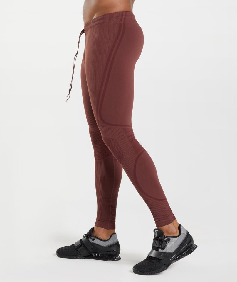 Men's Gymshark 315 Seamless Leggings Burgundy | CA N831DA